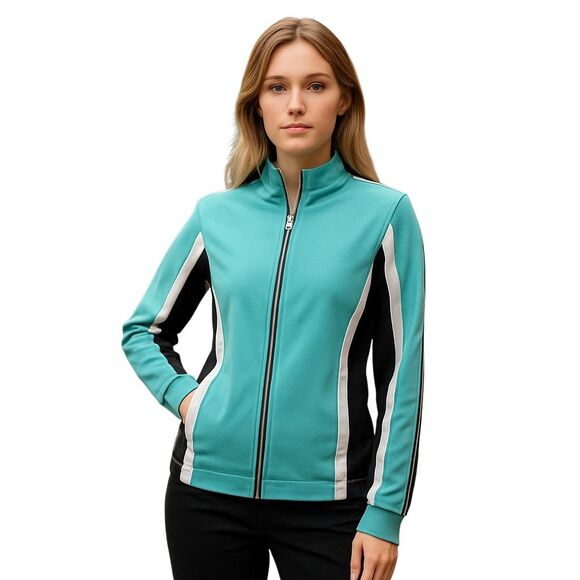 Vintage SJB Active Teal/White/Black Jacket size M - Picture 1 of 4